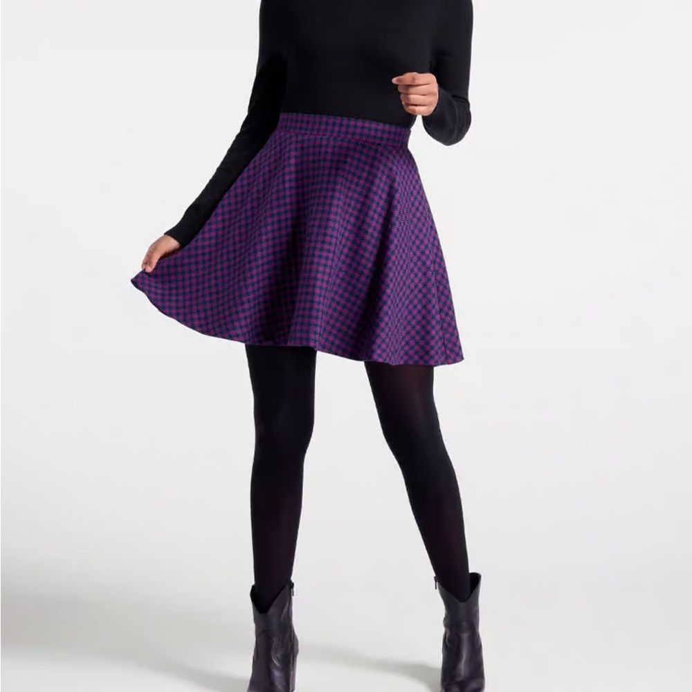 ModCloth plaid swing circle mini skirt 1x NWT with pockets